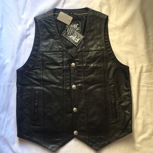 Men’s Leather vest solid sides
